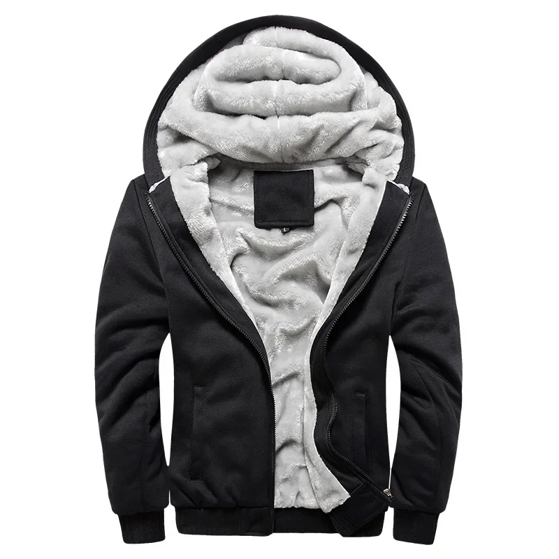 

New Men's Hoodies Jacket Winter Thick Warm Fleece Zipper Hoodies Coat Casual Tracksuit Sportwear Male Sweatshirts M~ 5XL