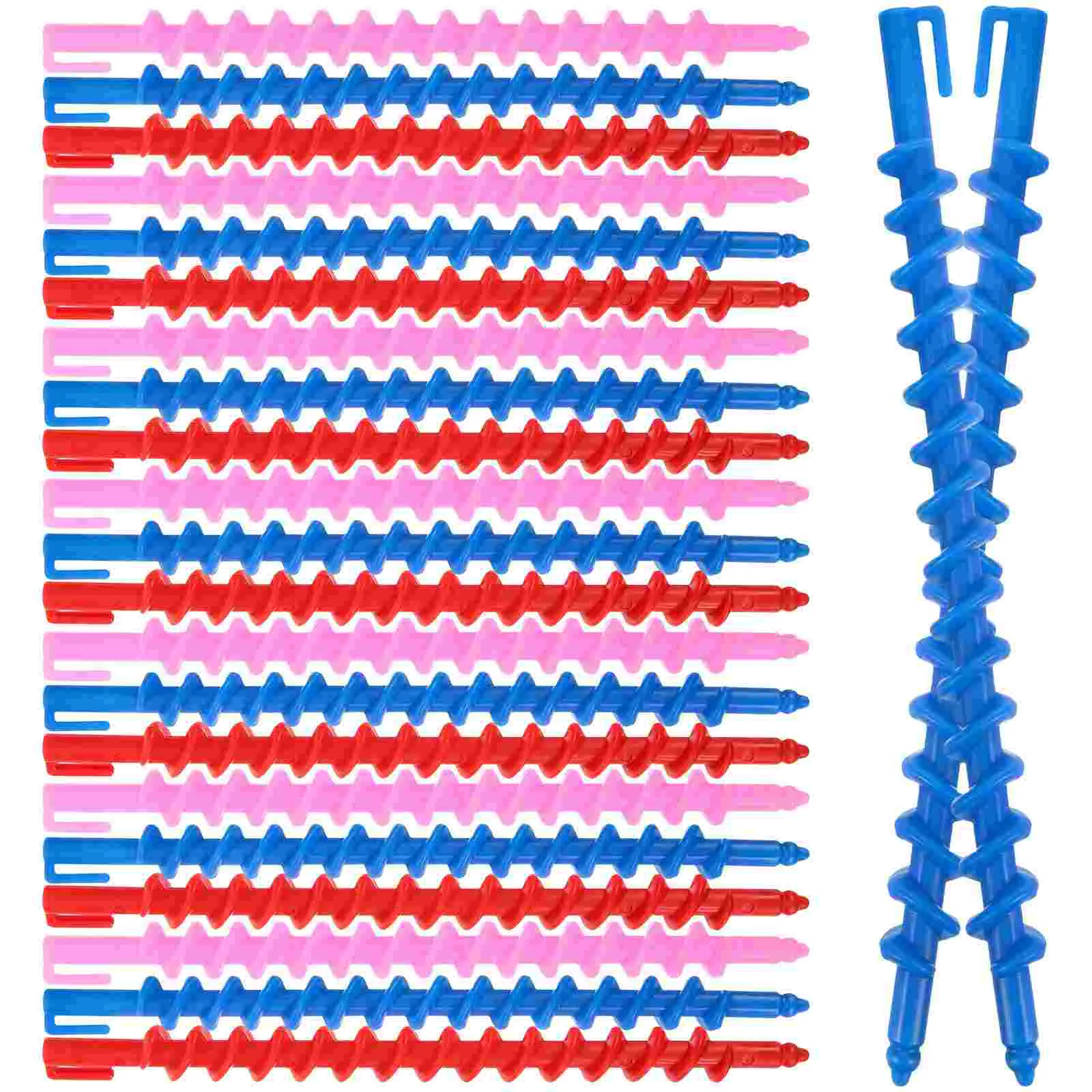 20 قطعة من أدوات تجعيد الشعر الحلزونية، أداة تجعيد الشعر بدون بكرات قضيب لفتاة بلاستيكية