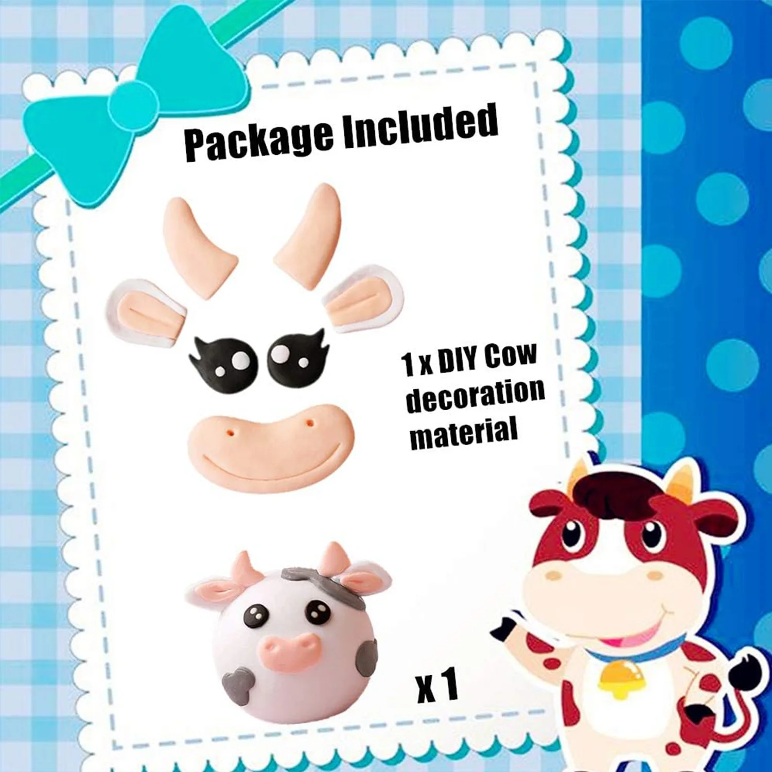 Cute Cow Cake Decoration Farm Animal Birthday Cow Cake Topper for Animals Theme Birthday Cow Party Decorations