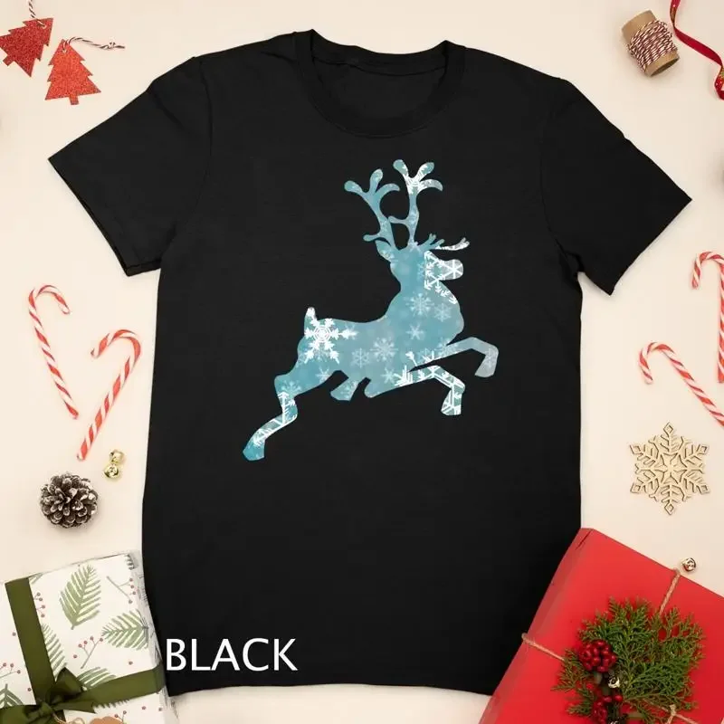 Reindeer Snowflakes Silhouette Christmas Holiday Season Gift Unisex T shirt