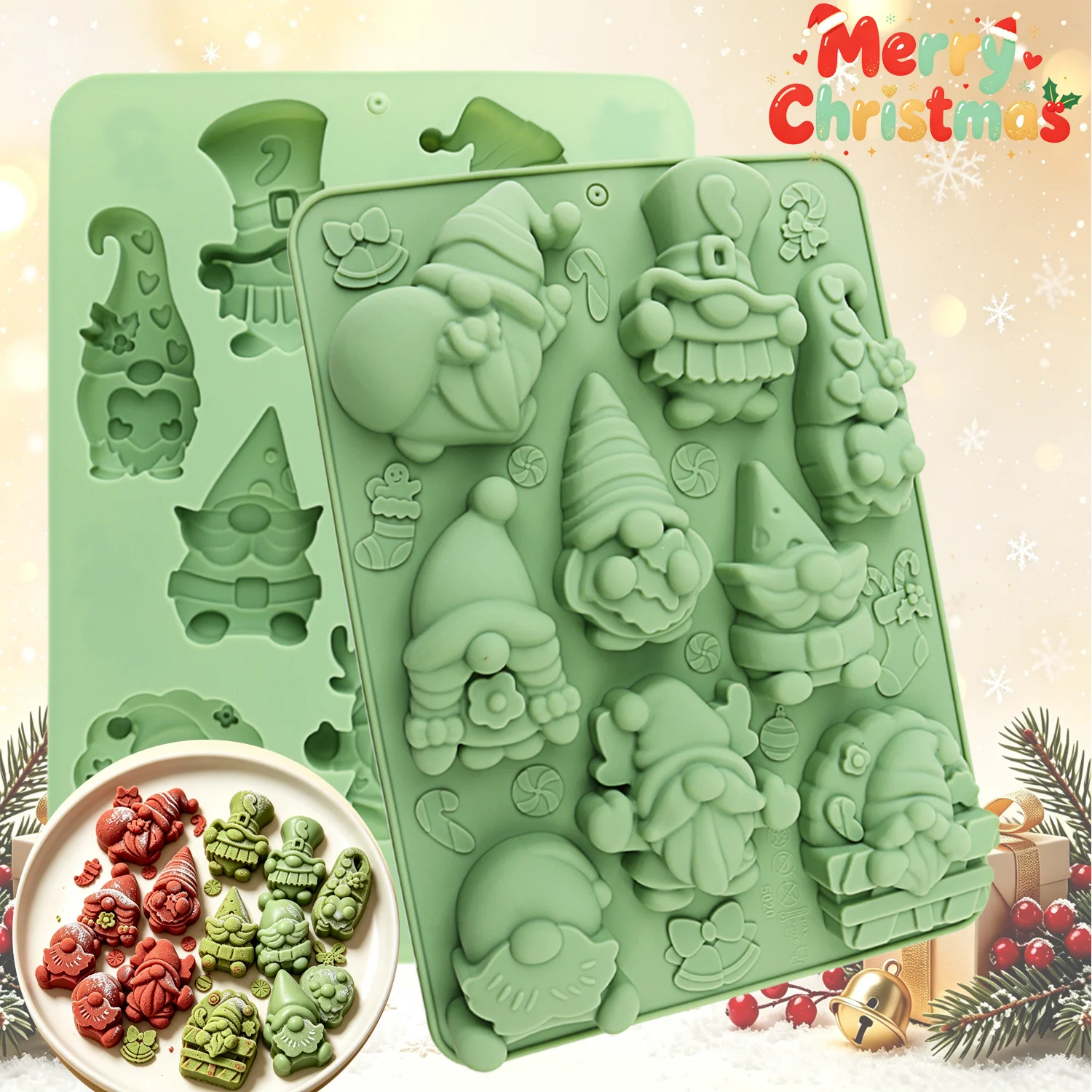 Christmas Theme, Santa Claus Cavity-Shaped Silicone Chocolate Candy Mold, Non-Stick and Easy to Demold, Food-Grade Silicone, Suitable for Making Chocolate, Candy, Jelly, Mini Cakes, Etc., DIY Desserts, Santa Claus, Holiday Baking