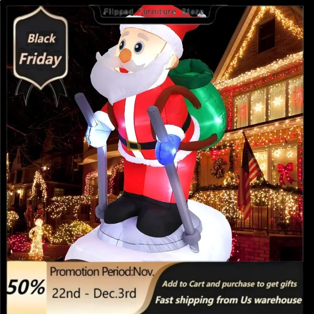 

9.25 FT Christmas Inflatables Outdoor Decorations,Giant Inflatables Santa Claus with Gifts Sled,Built-in LED Lights