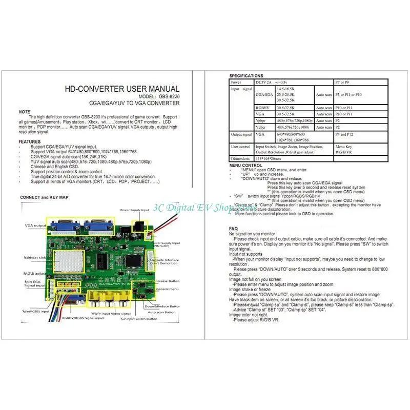 E74D Arcade Game RGB/CGA/EGA naar VGA Game Video Output Converter Board voor Arcade Game Monitor naar CRT LCD PDP -projector