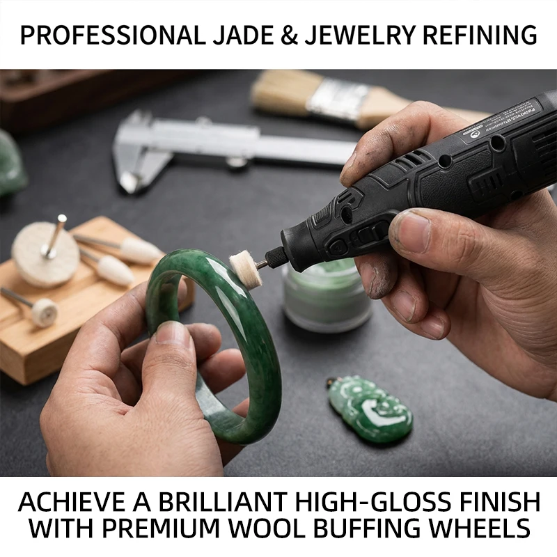 64Pcs Wool Felt Polishing Wheel Kit with 4 Mandrels for Rotary Tool, Buffing Wheels Set for Metal Jewelry Jade Wood Glass
