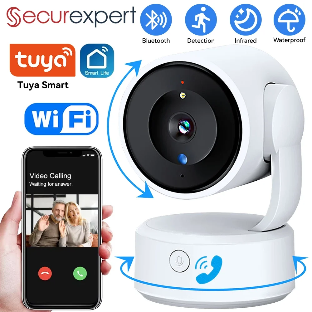 Securexpert 2K Tuya Indoor 4X WIFI CAM One-touch Call Indoor Baby Monitor WiFi PTZ Camera Auto Tracking Color Night Vision Cam