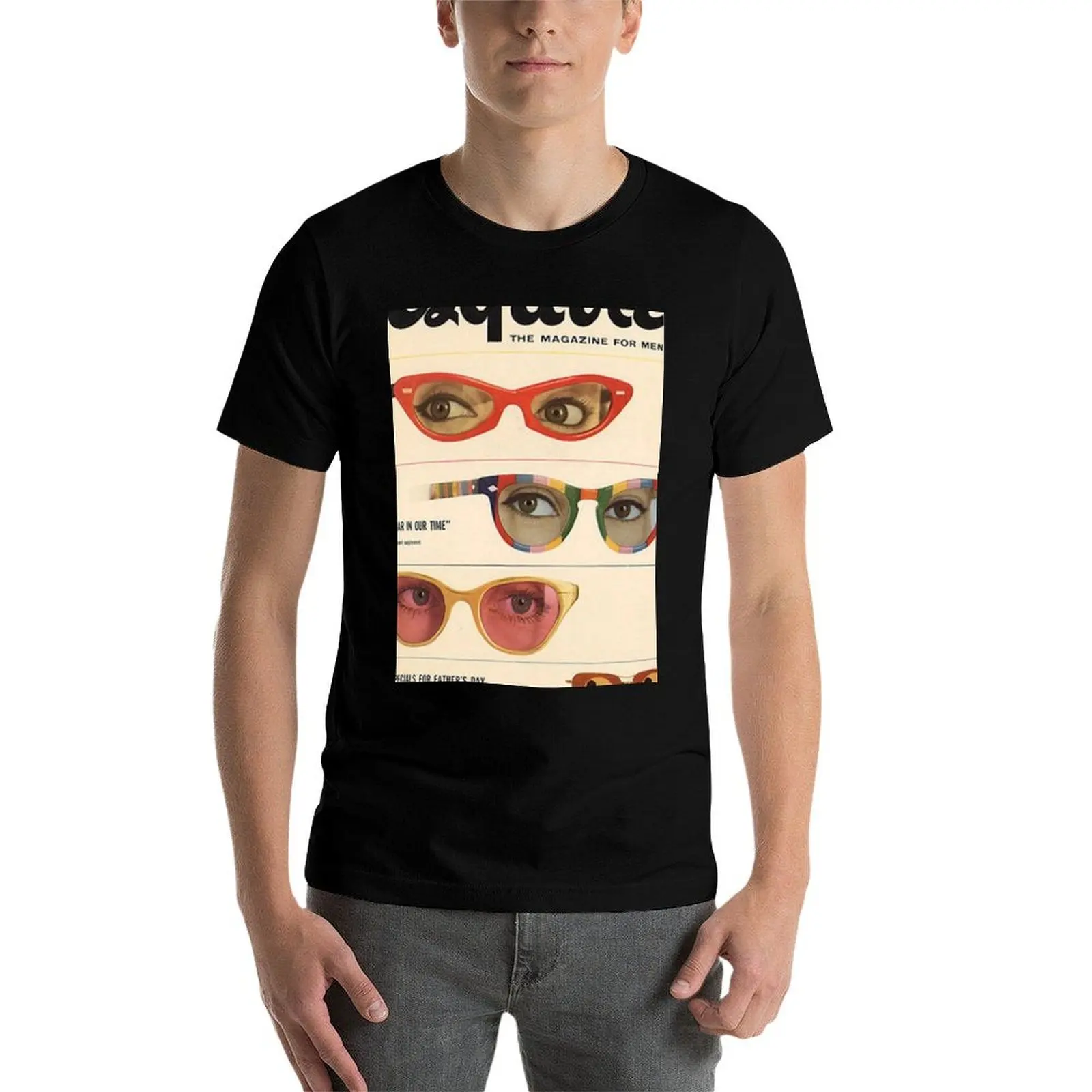 Esquire 1960s Magazine Sunglasses Retro Fashion T-Shirt No Iron Casual Short Sleeve Top view 4