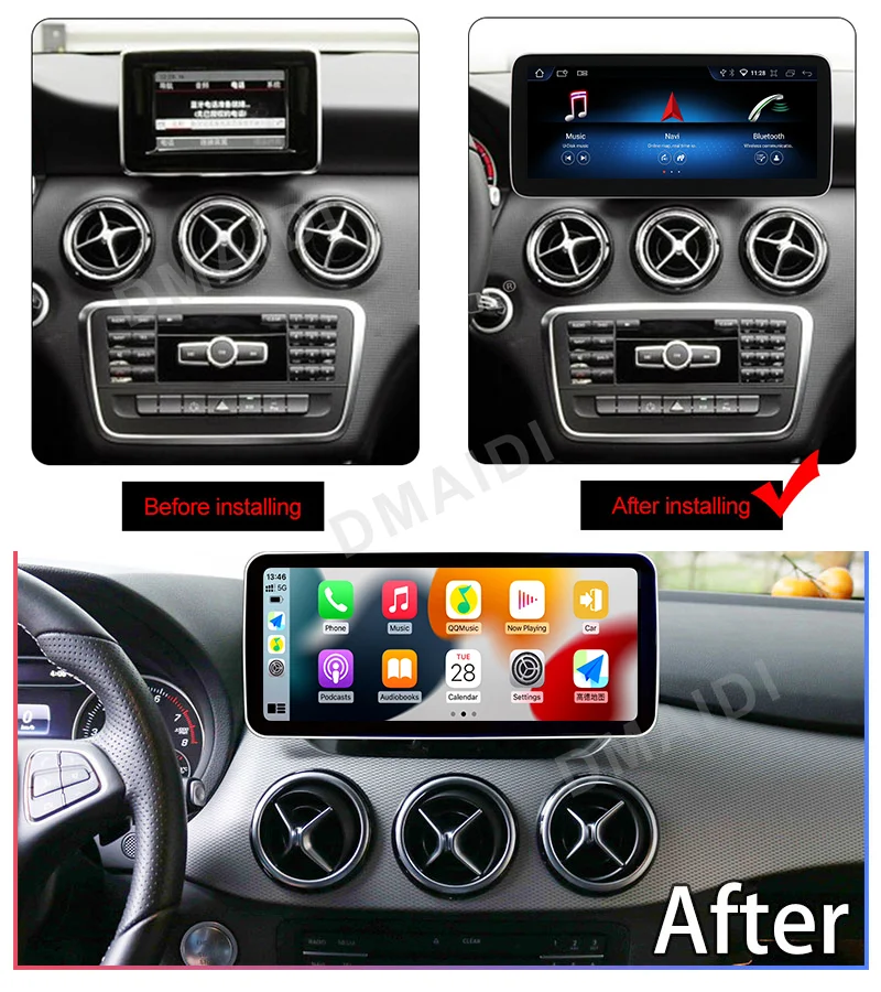 Carplay Auto Car Radio Android 13 For Mercedes Benz A Class W176 GLA X156 CLA C117 2013-2018 Multimedia Player GPS Navigation 4G