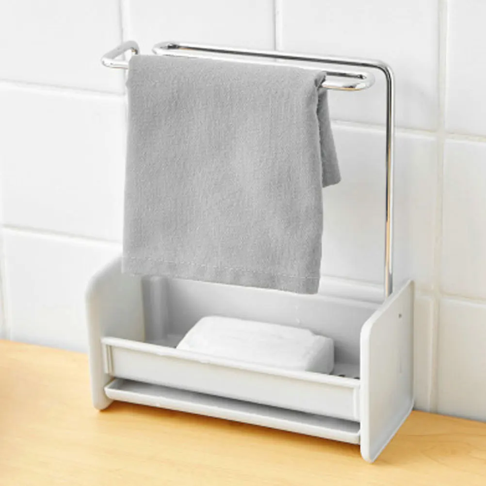 

Grey Stainless Steel Kitchen Towel Rack Drainable Sponge Holder for Dishcloth Scrubber Steel Wire Ball Organizer