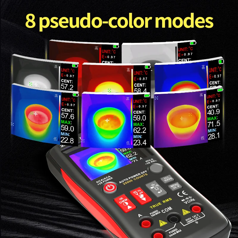 جهاز تصوير حراري ثنائي الفينيل متعدد الكلور مقاس 2.4 بوصة من الدرجة الصناعية ZOYI مع مقياس متعدد 25,000 عدد للاختبار الكهربائي للوحات الدوائر.