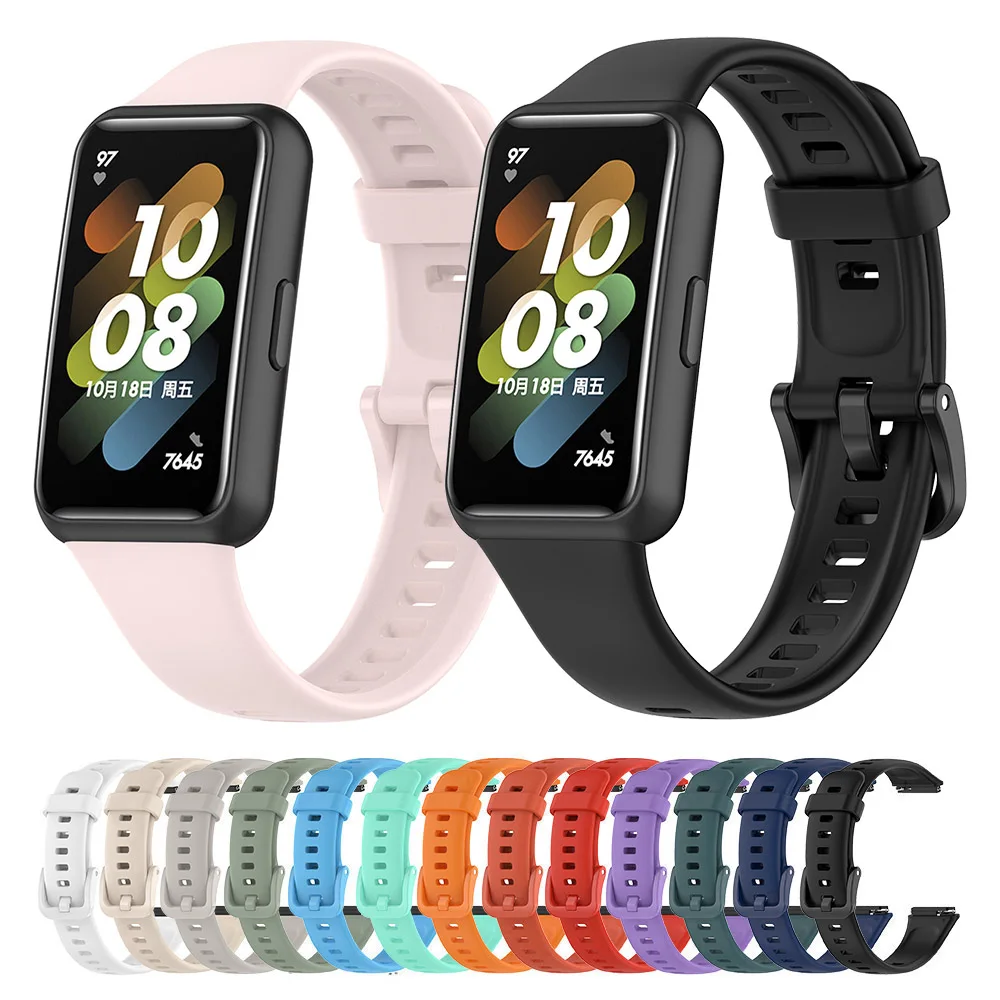 Pulseira de silicone macio para Huawei Band 7, pulseira inteligente, pulseira