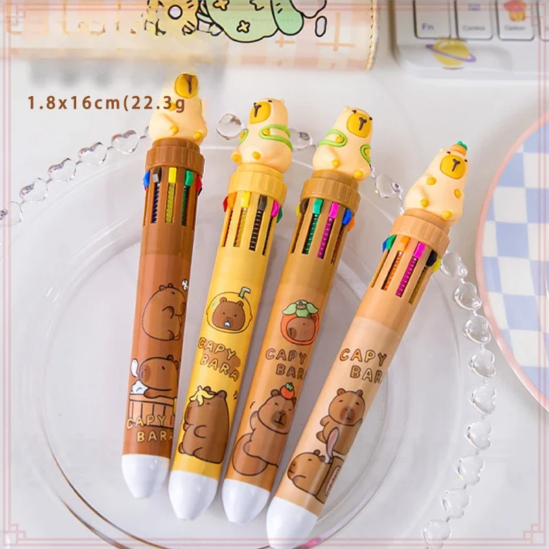 12 Pcs Wholesale Cartoon CapyBara Gel Pens Set of 10 - Colors Ballpoint Pens for School and Office Supplies