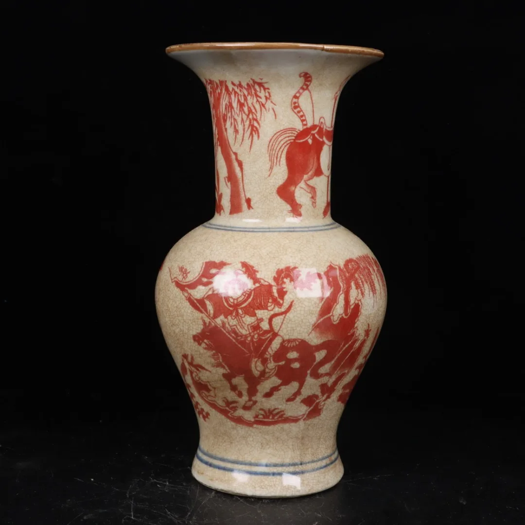 Jingdezhen underglaze Red Ghost Valley downhill pattern flower goblet antique porcelain decoration