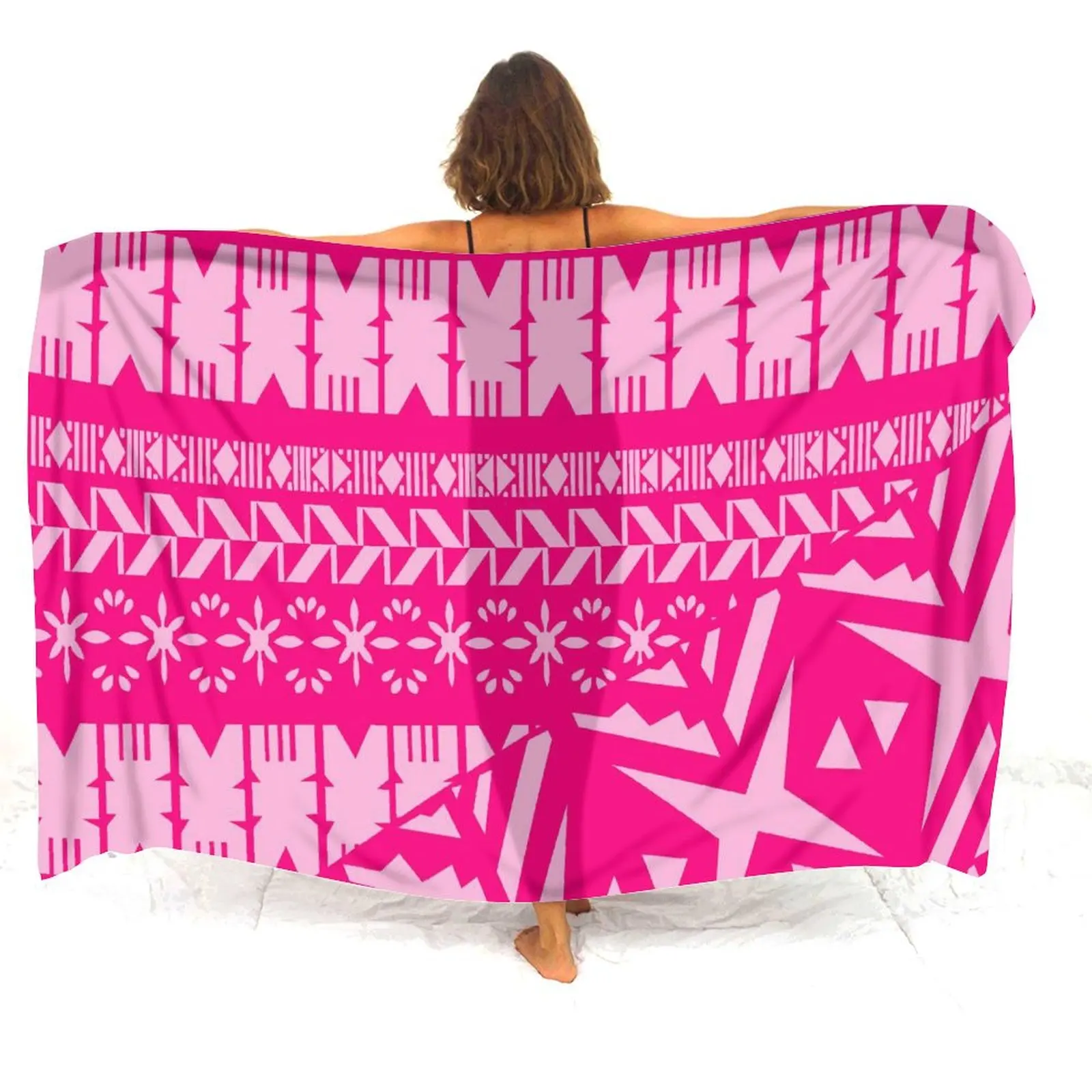 

One-Piece Custom Printed Design Wrap For Sun Protection Polynesian Shawl Retro Women Beach Sarong Apron Women'S Beach Clothing
