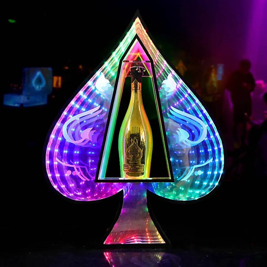 Acrylic LED VIP Champagne Bottle Service Glorifier LED Mirror Ace of Spade VIP Bottle Presenter for Night club Bar Decor