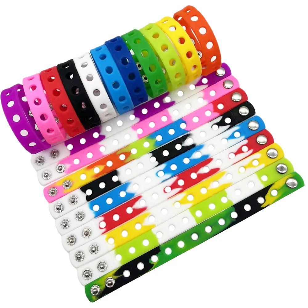 Retail and wholesale Color Silicone Bracelet Wristbands 21CM With Shoe Buckle Shoe Accessories Shoes charms Kid birthday Gifts