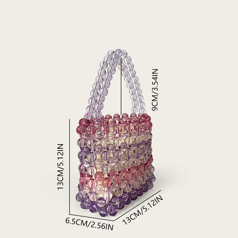 Handmade Beaded Woven Bucket Bag, Dinner Bag, Hand-held Single Shoulder, Diagonal Cross Bag, Round Bucket Bag, Women\'s Bag, New