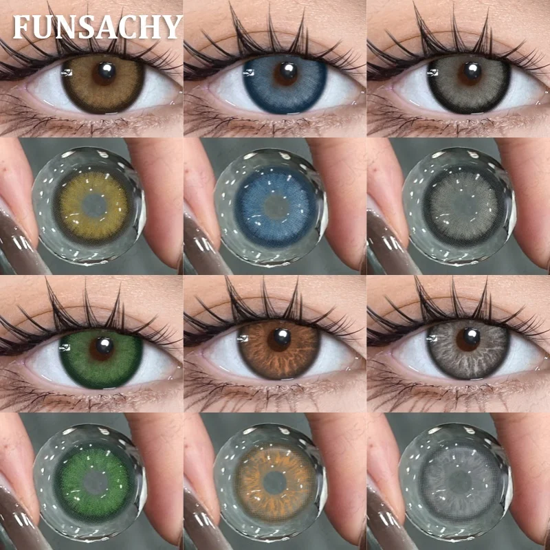 FUNSACHY Korea Bunte Kontaktlinsen Grau Schöne Schüler Weiche Linsen Augen Make-Up Blaue Linsen Jahreskosmetik Farbe EYe