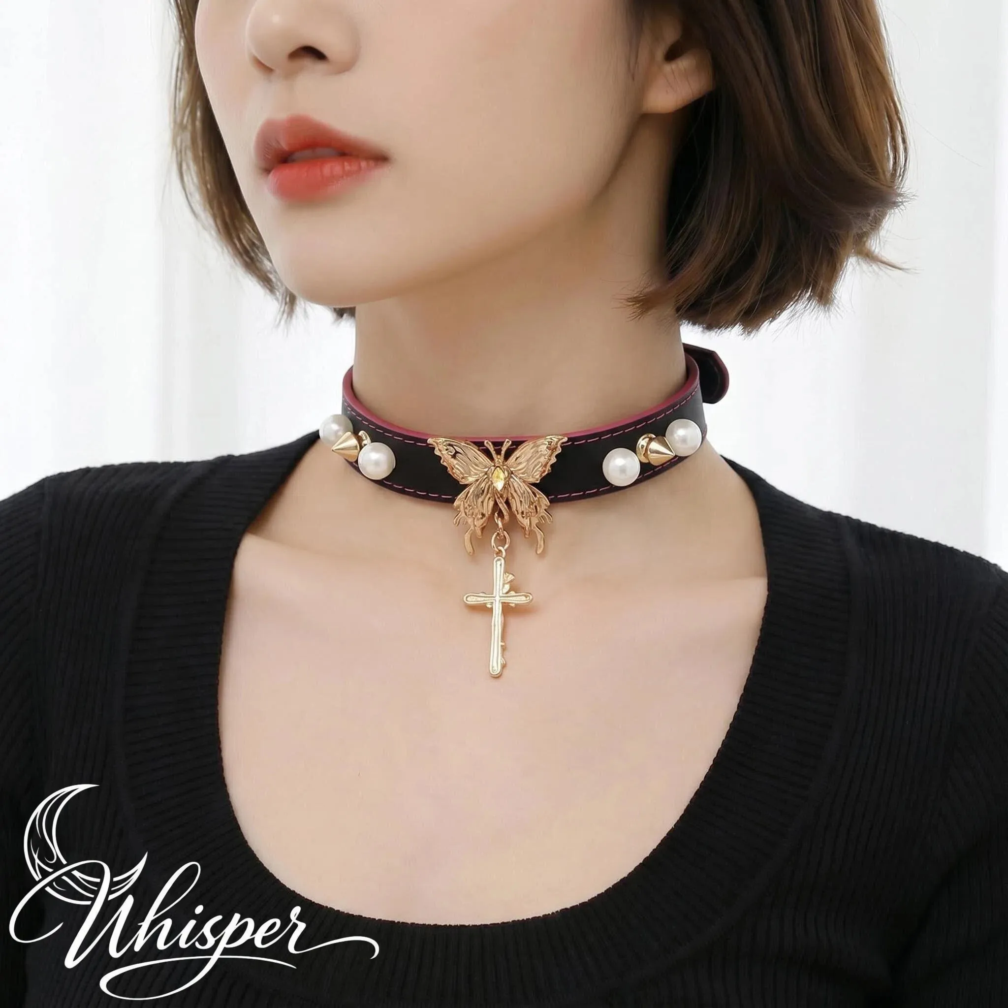 Thermal color-changing collar butterfly choker small circle PUPPY girl necklace necklace face mask decoration