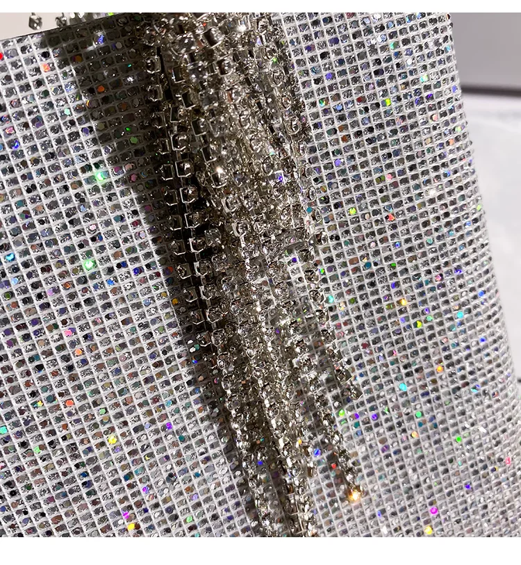 Glitter Shiny Sequined Evening Bag Luxury Diamonds Tassel Women Handbag Wedding Party Clutch Purse Female Shoulder Crossbody Bag