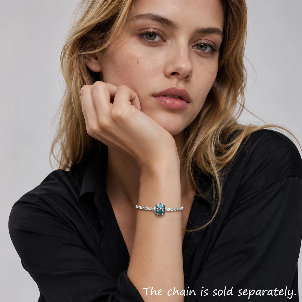 Perlen mit blauem Stein, Totenköpfe, neu, 925er Sterlingsilber, Karma-Charms, europäischer Schmuck, Accessoires, Vintage-Geschenk für Damen und Herren – Detail 2
