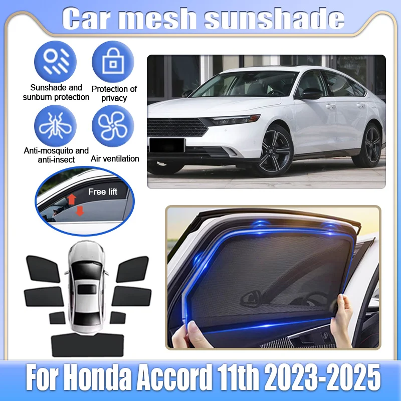 Pour Honda Accord 11e génération CY1 CY2 2023 2024 2025 – Pare-soleil en maille pour vitres de voiture, protection solaire, rideau d'intimité, anti-moustiques, accessoires auto