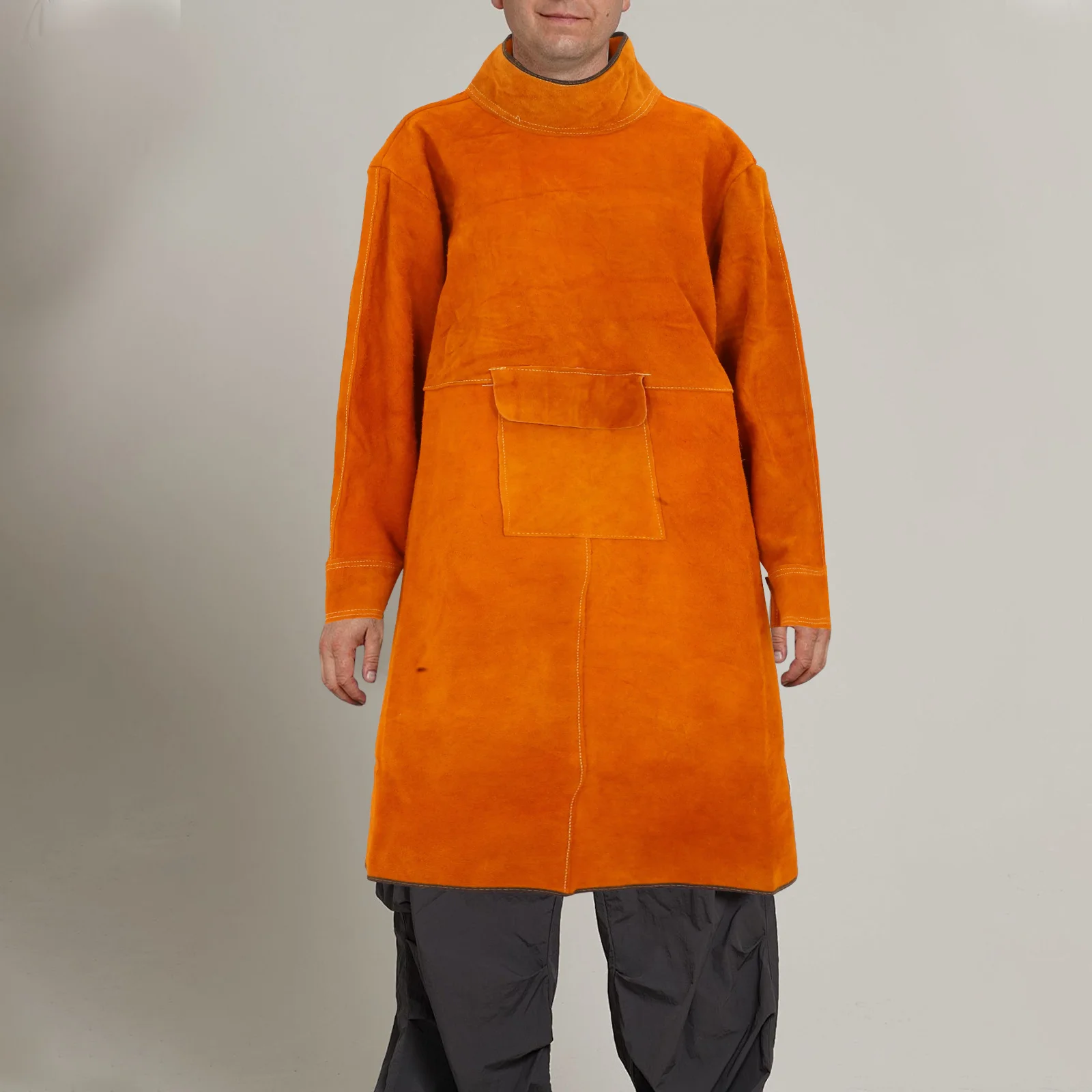 Saldatura Arancione Resistente all'usura Pelle bovina Saldatore Tuta Isolamento termico Anti-scottatura Abbigliamento da lavoro Saldatura Sicurezza