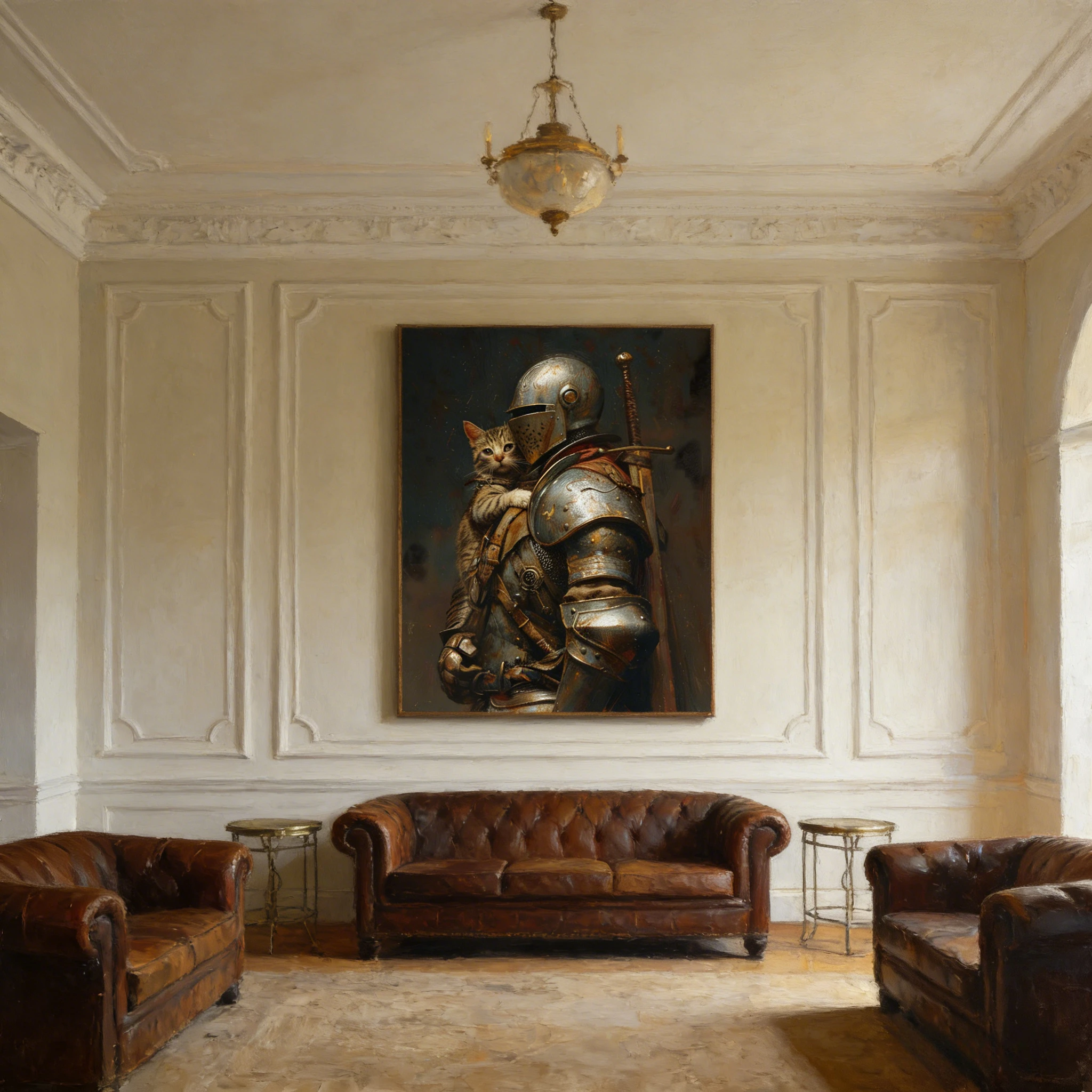 

Пазлы «Рыцарь с кошкой» 500/1000/1200/2000 элементов, без рамки, для всей семьи, для игровой комнаты, спальни, в подарок