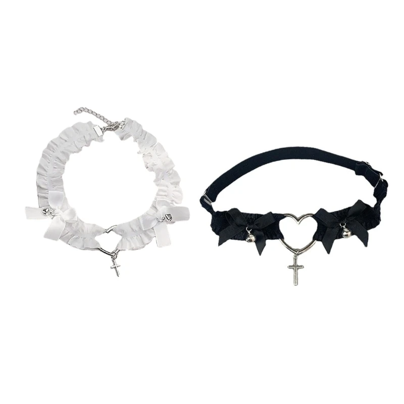 Fashion Punk Gothic Lace Choker Bells Collar Choker Necklace for Women Girls