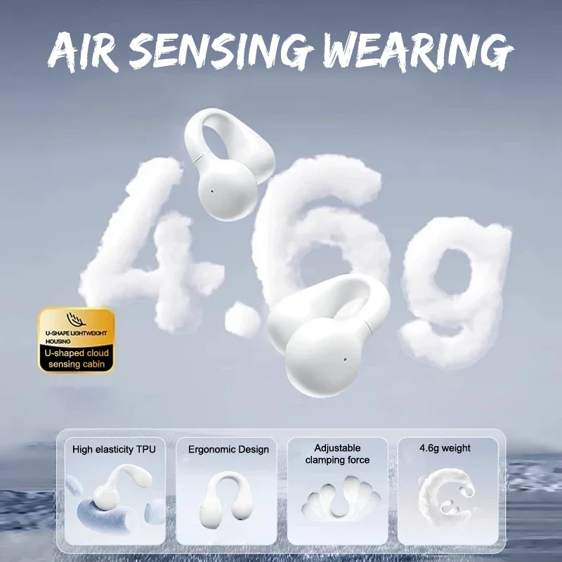 1PC Wired Air Conduction Type-C 3.5mm Earphone Earclip With Microphone Mic Headphones Earring Sports Headset For Running Yoga