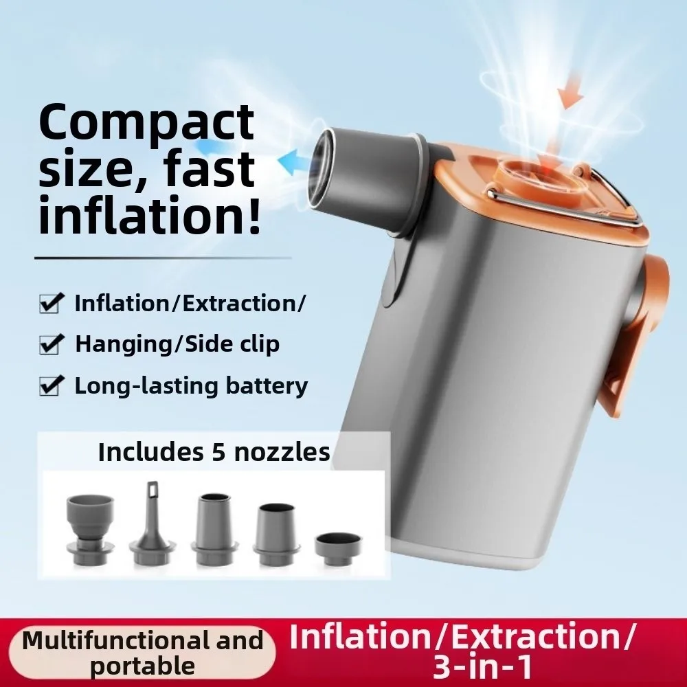 Wireless Electric Air Pump USB Rechargeable High Power Cordless Mattress Pump with Camping Light Mini Vacuum PVC Boat Pump