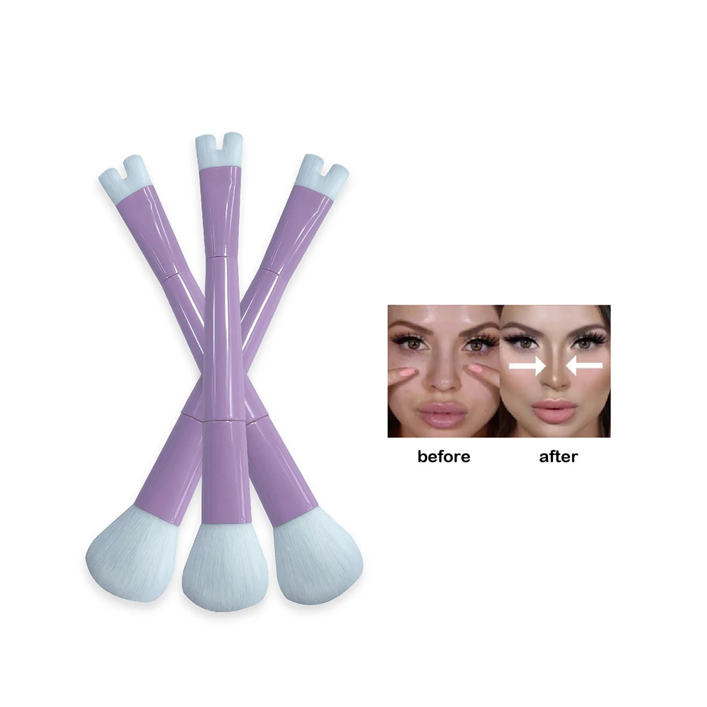 Private Label 2in1 Nose Contour Brush Custom Bulk U-shaped Silhouette Blush Single Makeup Tool Wholesale Portable Makeup-brush