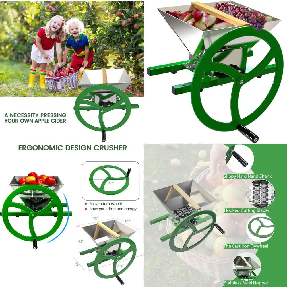 

Ручная дробилка для фруктов из нержавеющей стали объемом 7 л с большим маховиком для приготовления сока, вина и изготовления сиделок