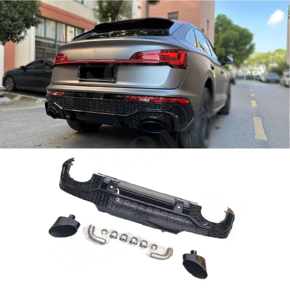 VACOMUL Car Rear Bumper Body Kit Rear Diffuser Lip Spoiler Exhaust Tips Pipe For Audi Q5 RSQ5 Sportback 2020-2023 Car Bodykit