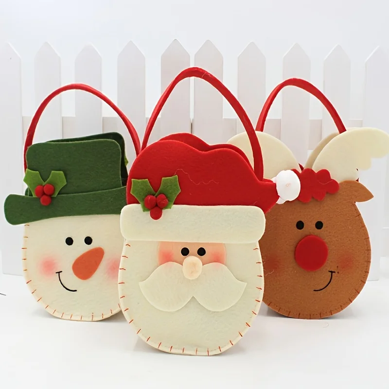 1pc Christmas Gift Bag Candy Bag Non-Woven Christmas Apple Gift Bag Christmas Decoration