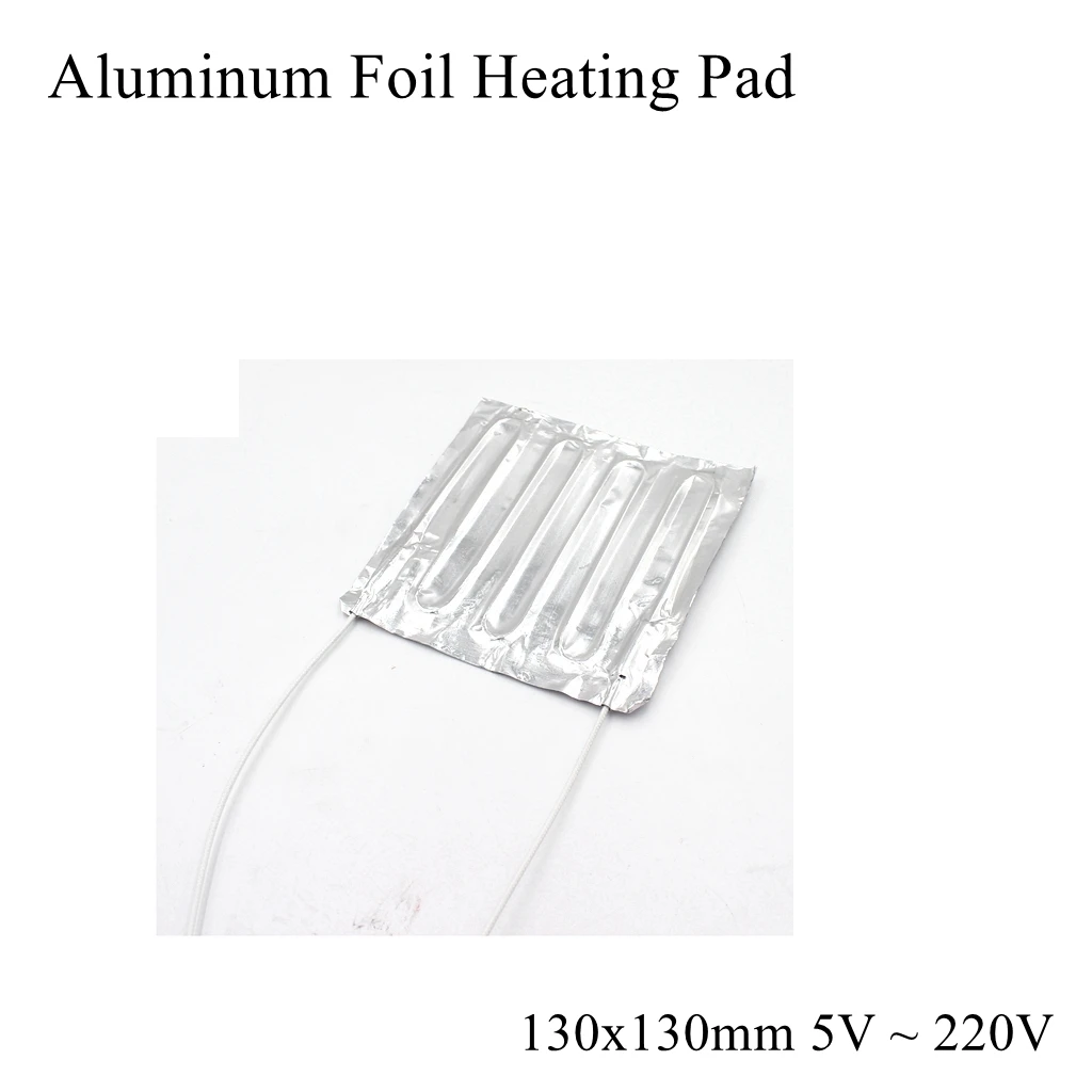 130x130mm 12V 24V 220V Aluminum Foil Heating Pad Mat Band Heater Sheet Plate Self Adhesive Flexible Waterproof 3D Printer Diesel