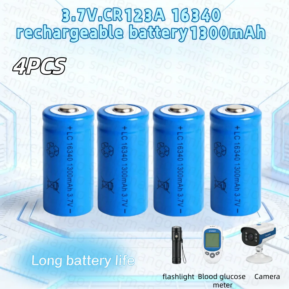 1-20PCS 3.7V 1300mAh 16340 CR123A Li-ion Rechargeable Batteries and For LED Flashlight Laser Pen For 16340 CR123A Battery