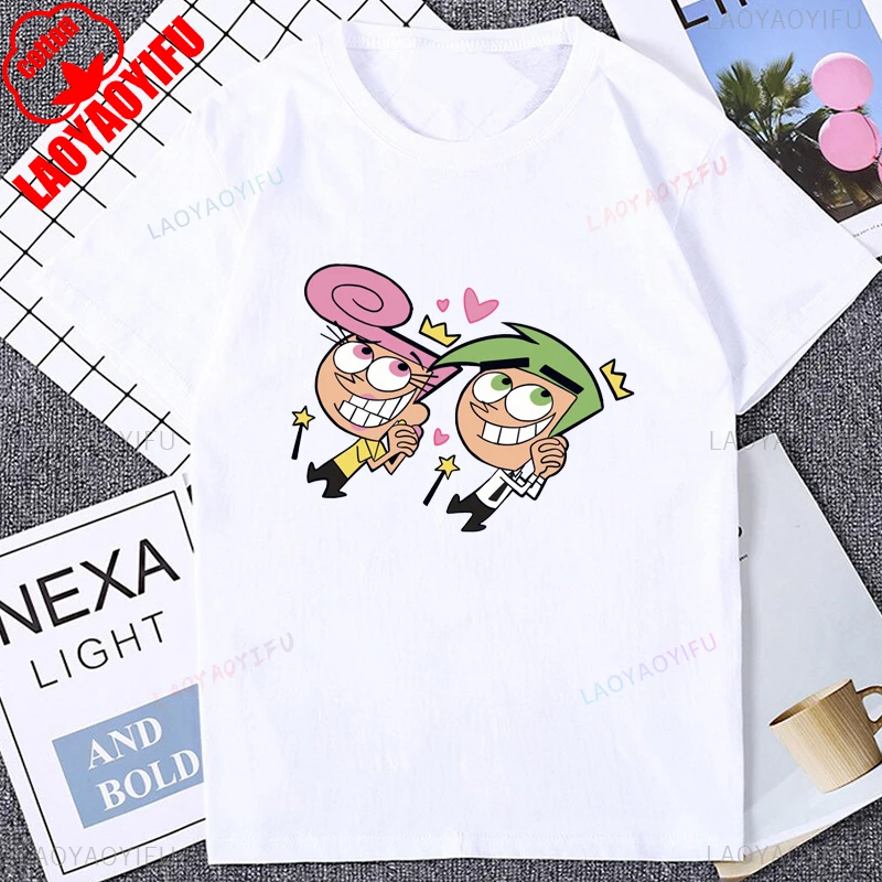 The Fairly Oddparents الموسم 1 الكرتون تي شيرت مضحك تيمي واندا كوزمو الجرافيك موضة القطن تي شيرت Harajuku Y2k للجنسين تيز #5