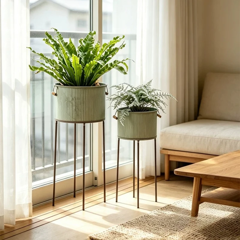 Iron Plant Stand for Balcony Floor Flower Pot Holder for Succulents Window Sill Garden Display Shelf Rustic Metal Display Stands 5