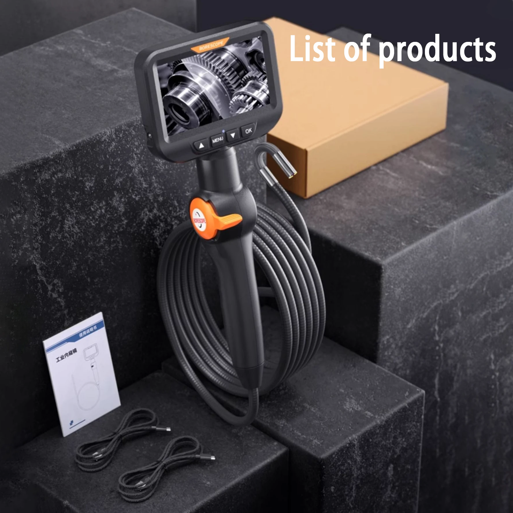 กล้องส่องตรวจสอบ4.3สำหรับกล้องเครื่องส่องตรวจ360 ° เลนส์พวงมาลัยสำหรับอุตสาหกรรมเลนส์ท่อส่งตรวจเครื่องยนต์รถยนต์