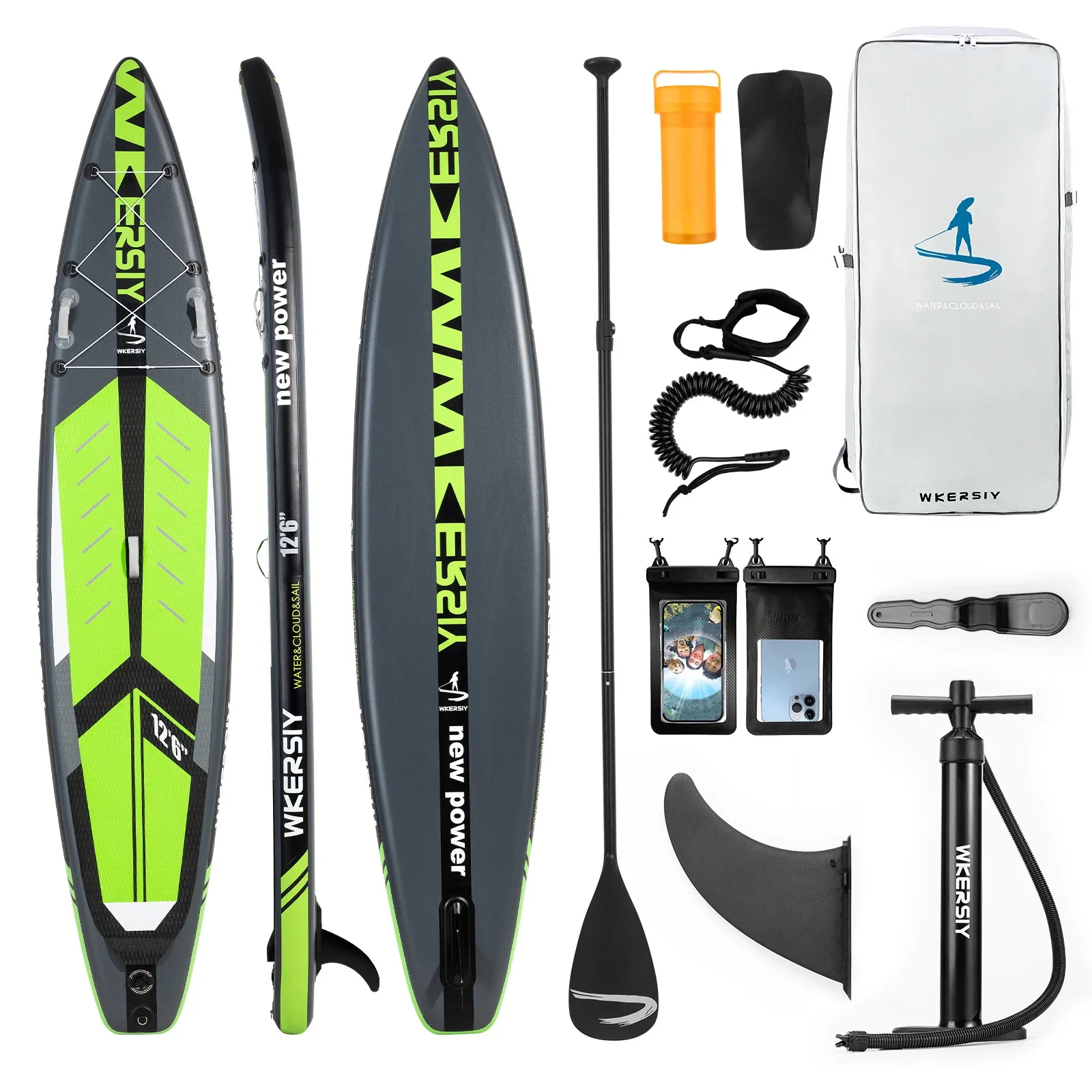 Inflatable Stand  Paddle Board Non-Slip Kayak  Beach Water-skiing Surfboard Pulp Board with  Accessories  Youth Adult Mens bike