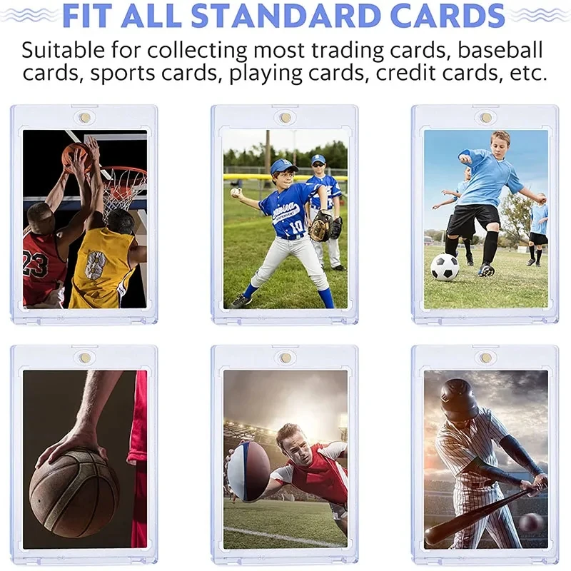 1Pcs 35PT Magnetic Cards Holder Toy Acrylic Baseball Sports Star Trading Card Sleeves Clear Playing Kids Gift