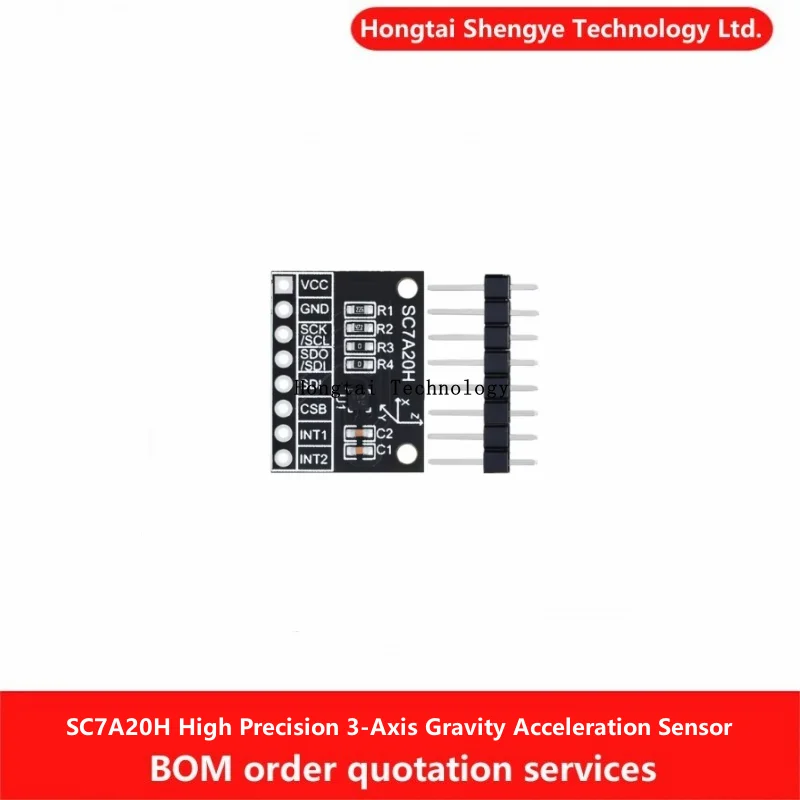 SC7A20H Módulo de sensor de ángulo de inclinación de aceleración de gravedad de 3 ejes de alta precisión Transmisión IIC SPI