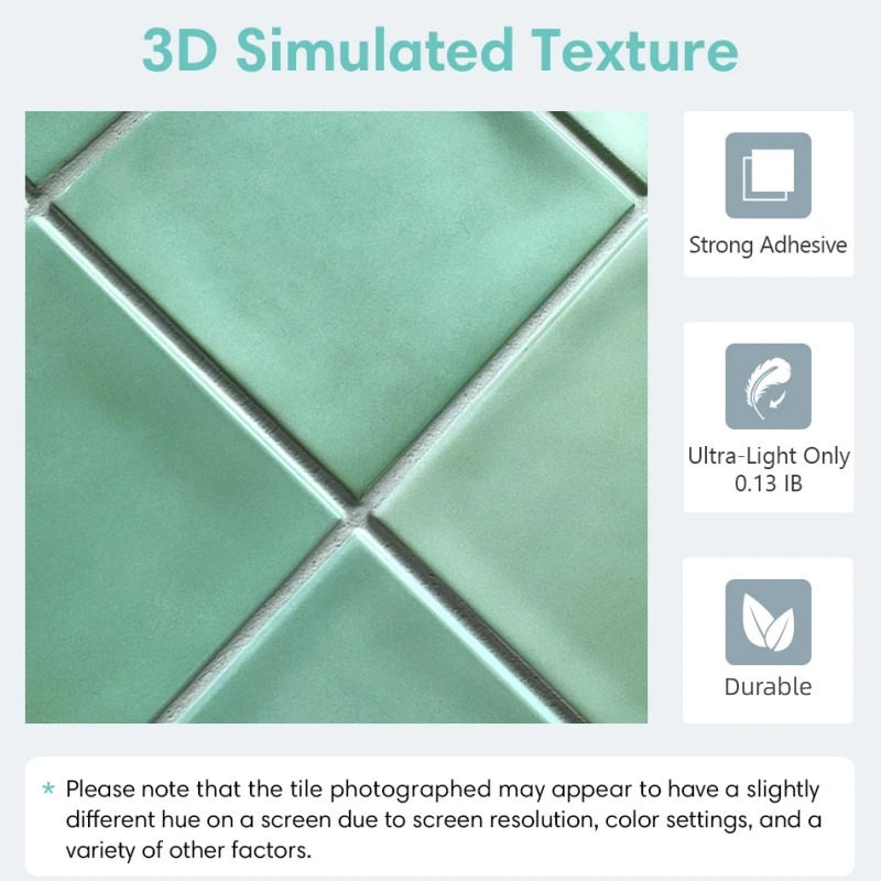 粘着性の3Dタイルステッカー,緑色,粘着性,防水,スプラッシュパネル付き