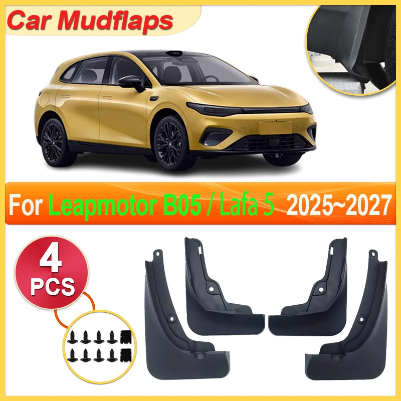 

For Leapmotor B05 Lafa 5 Accessories 2025~2027 Car Mudguard Parts Mudflaps Tool Splash Fender Flare Cover Guard Auto Mud Protect