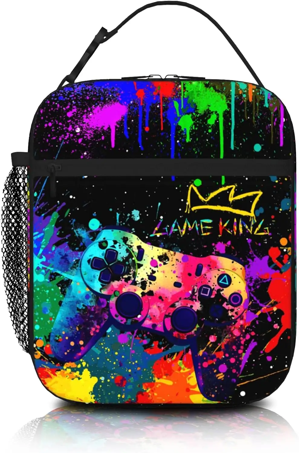 

Video Game Lunch Box Gamepad Insulated Lunch Bag Reusable Cool Gamer Theme Lunch Box with Adjustable Shoulder Strap