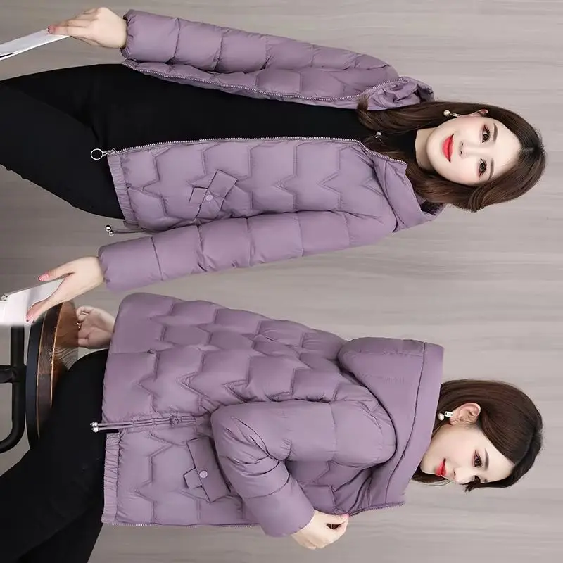 

2025 женское зимнее темпераментное пуховое хлопковое пальто с капюшоном и длинными рукавами, короткие утепленные женские парки, куртка, пальто, верхняя одежда