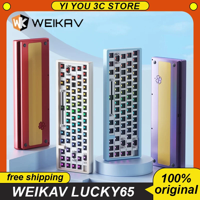 

Weikav Lucky65 Mechanical Keyboard Kit Aluminum Alloy Wireless 3 Mode Gasket Rgb Hot Swap 65% 66 Keys Custom Pc Gaming Keyboard