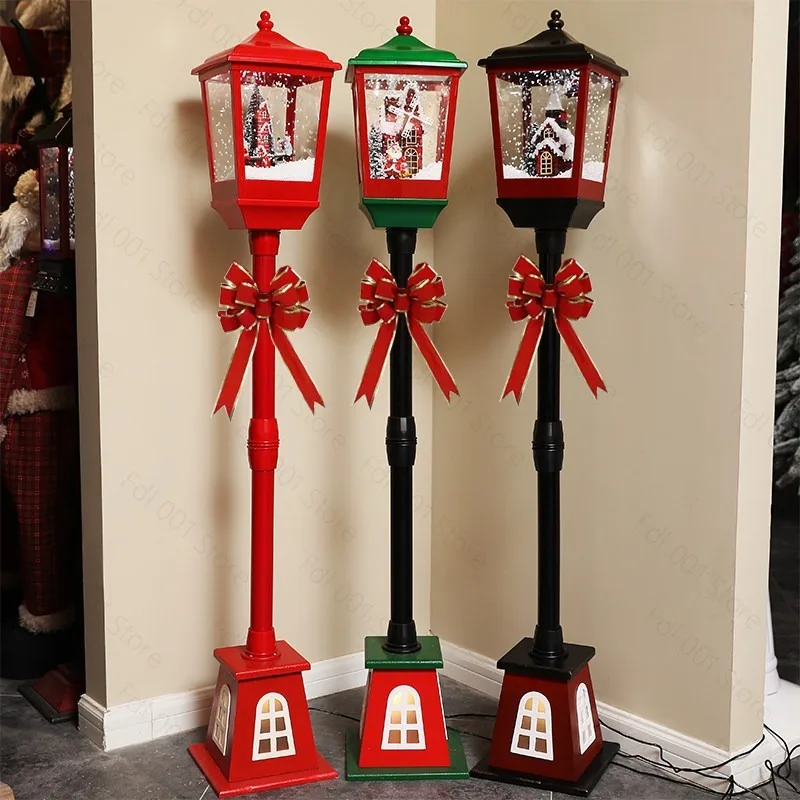 christmas-music-snow-street-lamp-post-santa-snowman-reindeer-ornaments-–-hotel-mall-holiday-decorations
