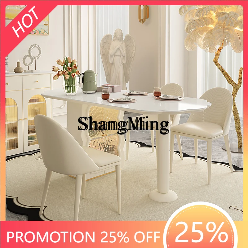 

FG good-looking Cream Style Rock Plate Dining Table Small Household Cloud Dining Table Foldable Wall-Mounted Combination