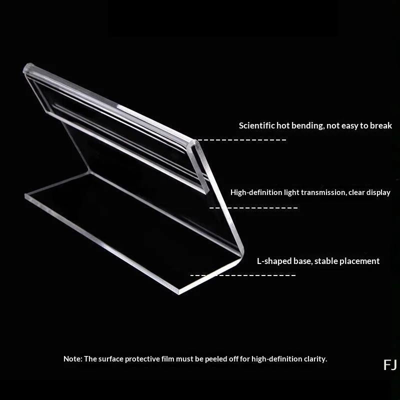[YU]5Pcs CLear Price Tag CLip Sign Card Holder Stands L Shape Mini Label Deskstop Stand Racks Acrylic Card Display Holders